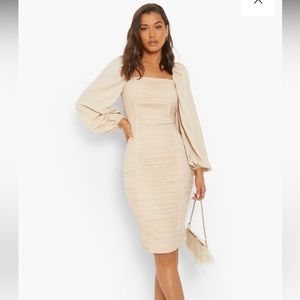 Boohoo ruched midi dress